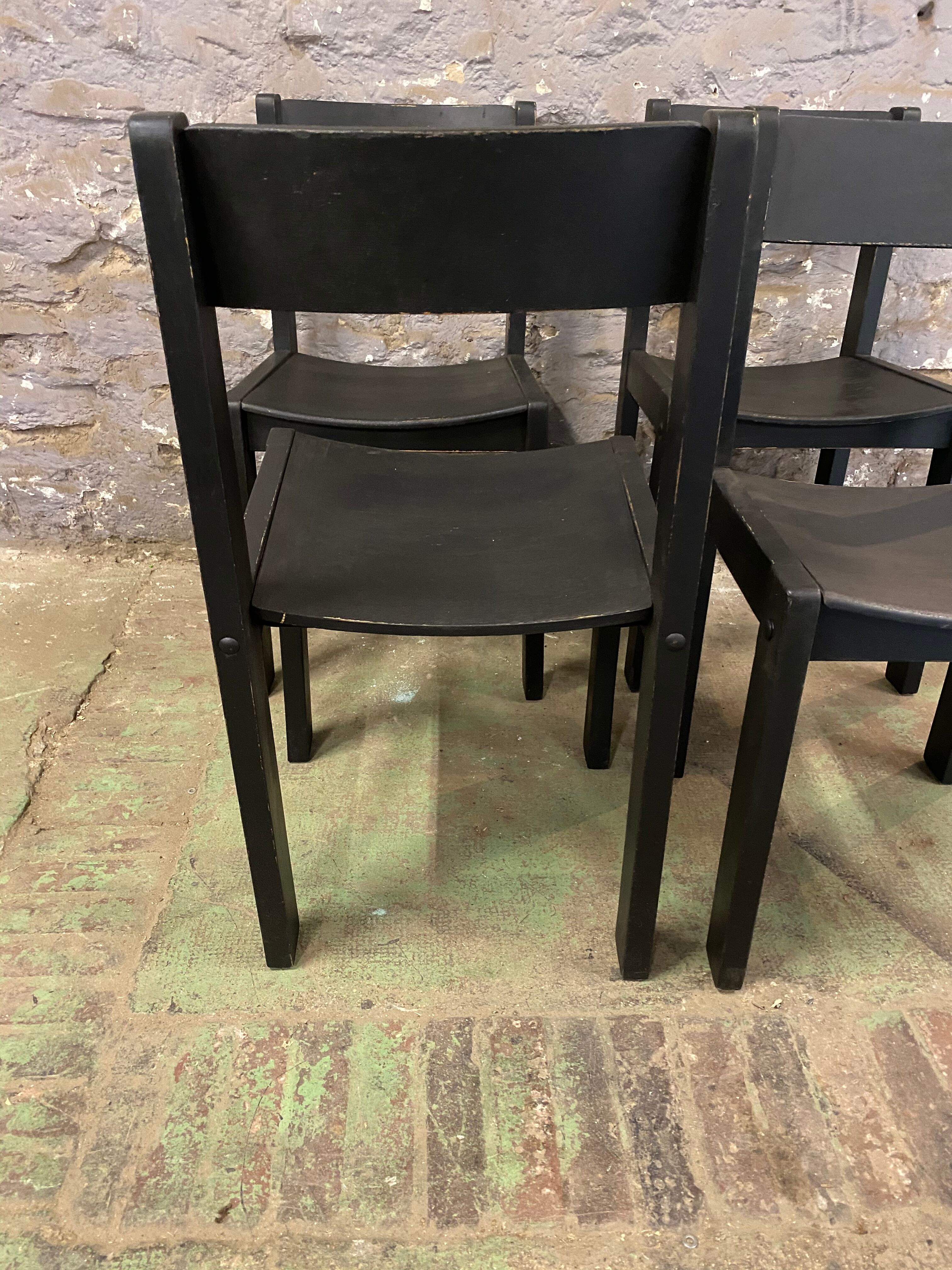 4 vintage 1960 black chairs