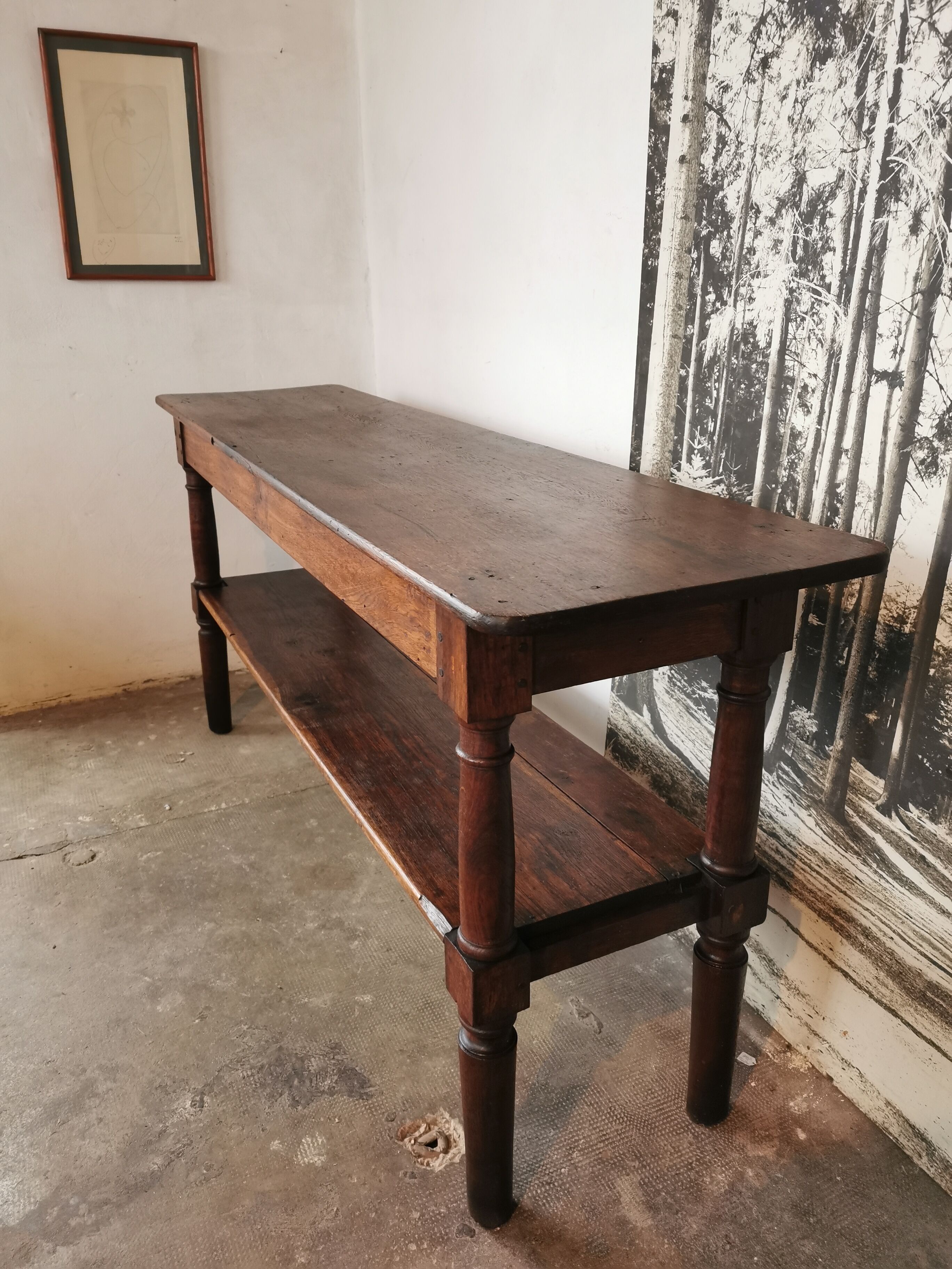 Draper table, oak wood console