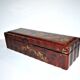 Antique glove box in Red China Lacquer decorated with golden birds