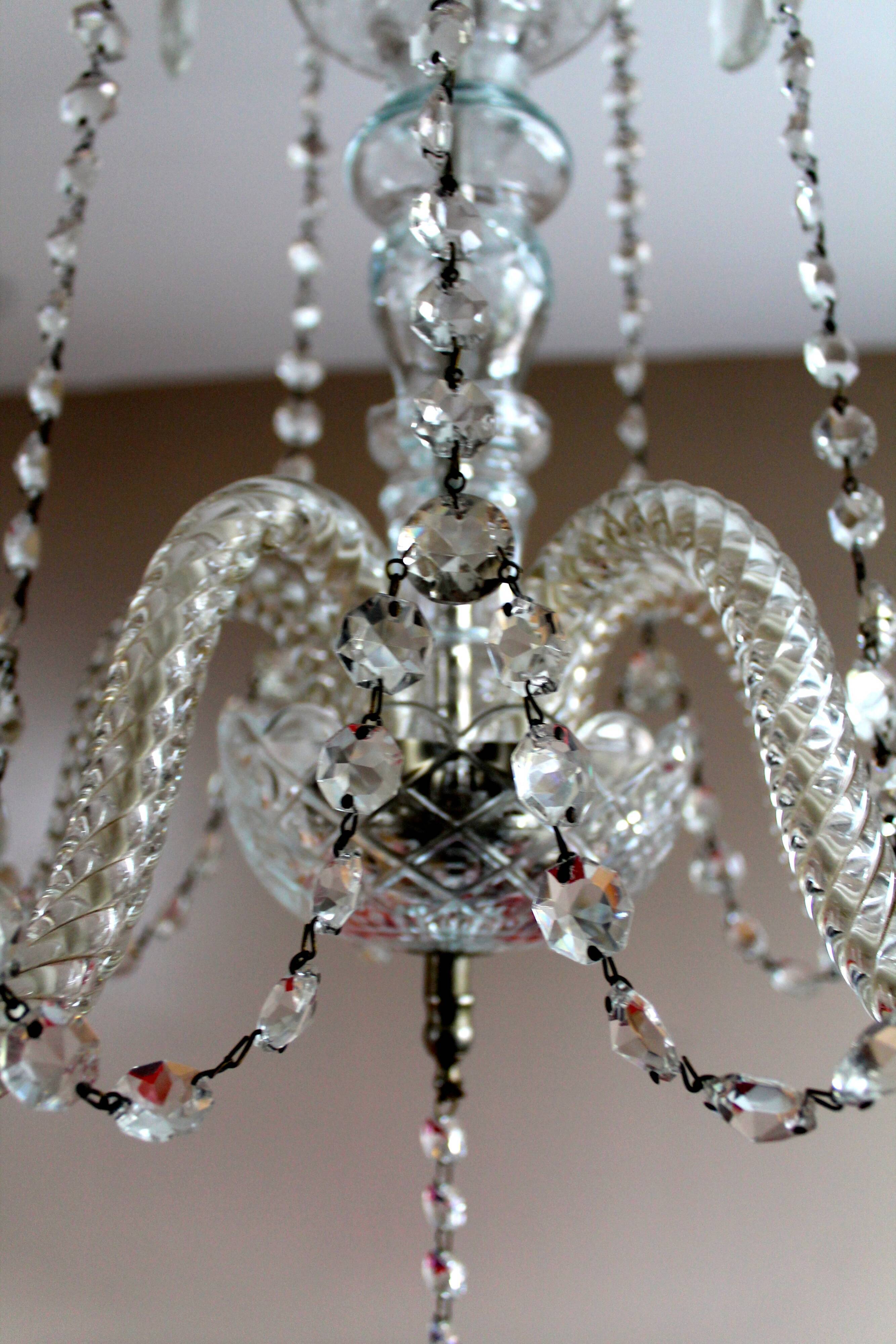 5 lights crystal pendant chandelier from Czechoslovakia