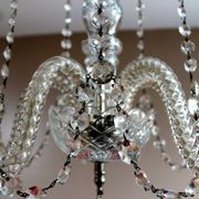 Lustre à pampilles 5 feux en cristal de Tchécoslovaquie