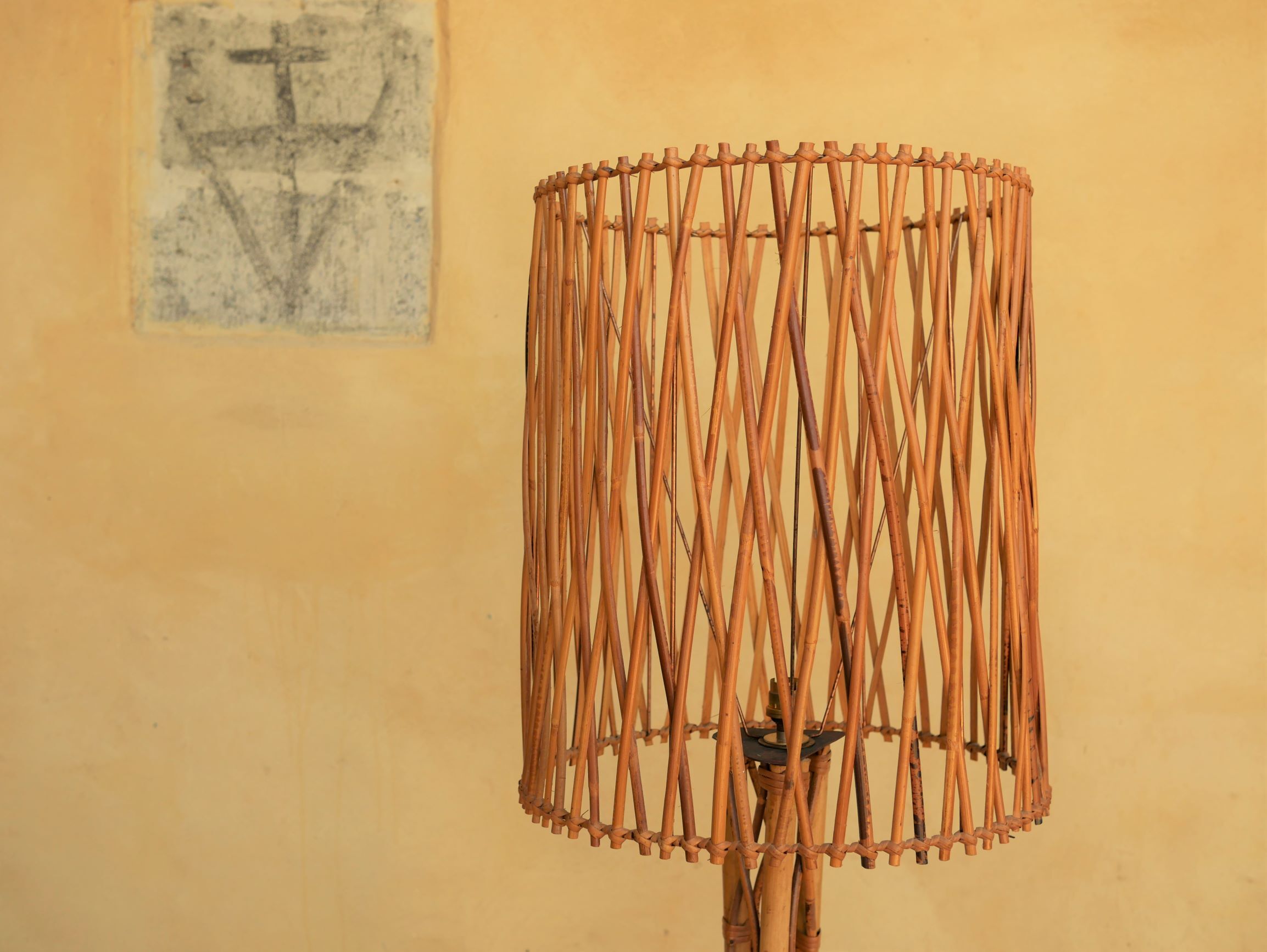 Vintage rattan floor lamp