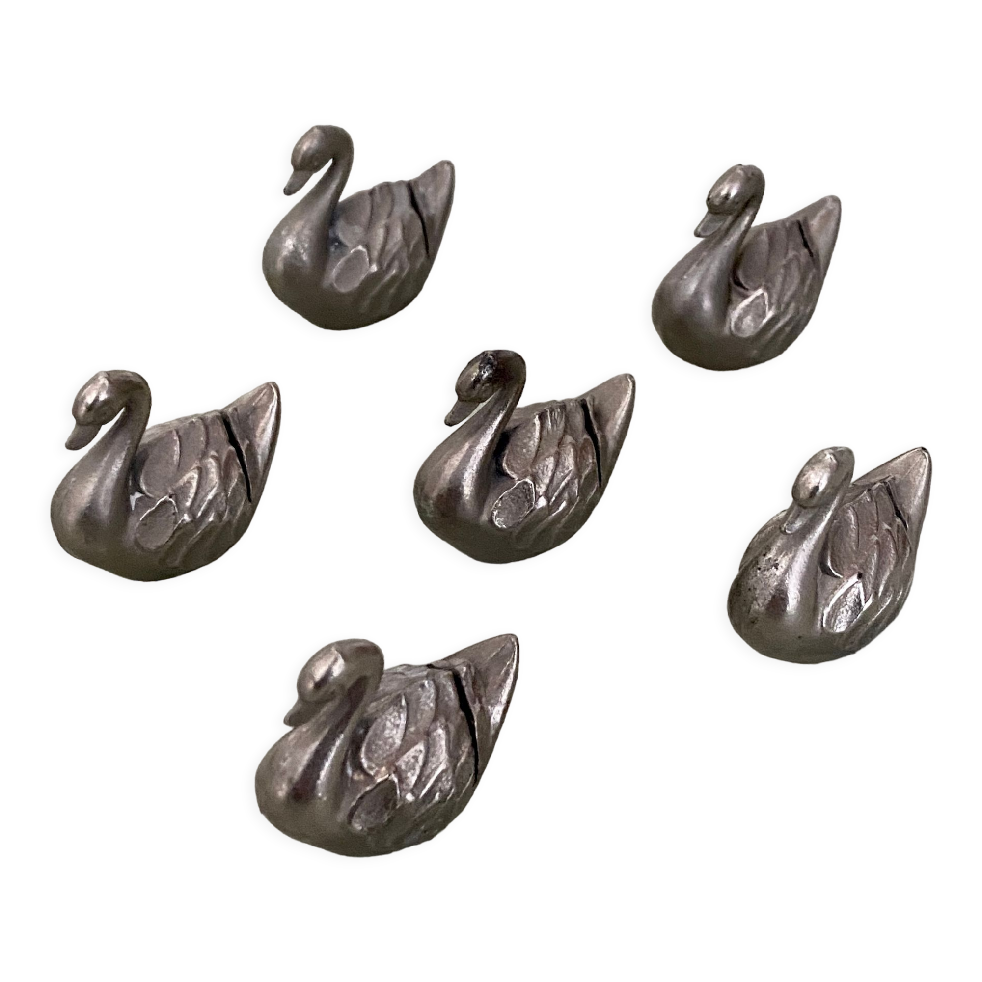 Set of 6 vintage placeholders in the shape of swans