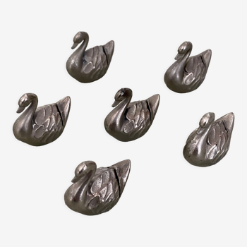 Set of 6 vintage placeholders in the shape of swans