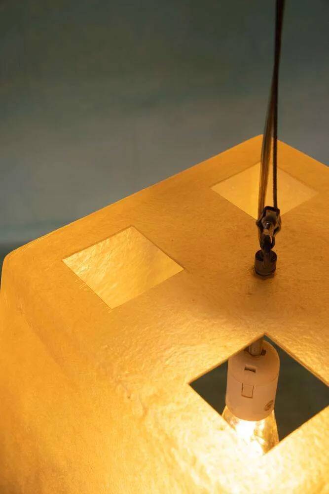 Vintage minimalist pendant lamp in fibreglass, Roche Babois