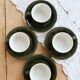 4 tasses à café bistrot vintage avec soucoupes