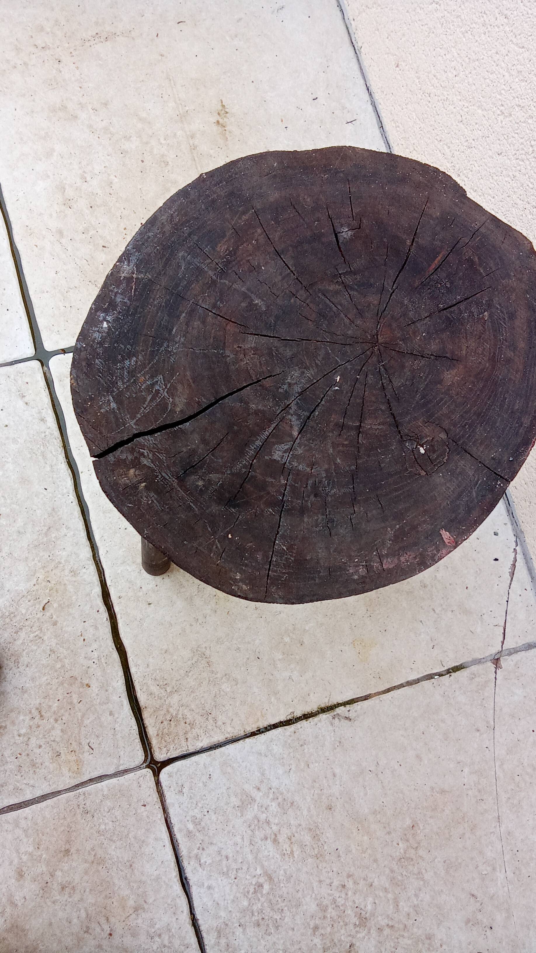 Vintage brutalist wooden stool
