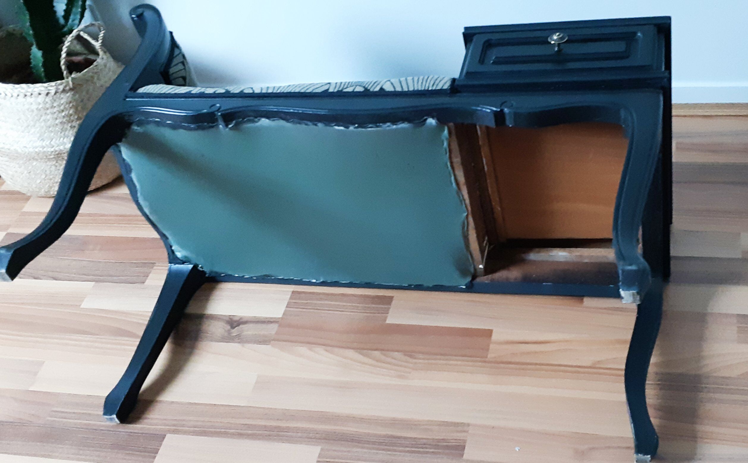 Telephone bench with redesigned armchair