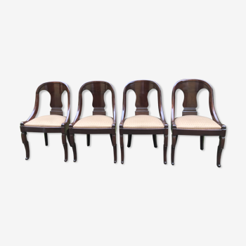 Lot de 4 chaises de style empire en acajou