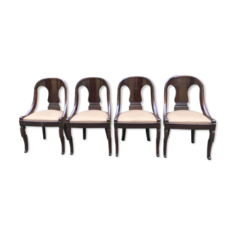 Lot de 4 chaises de style empire en acajou