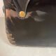 Large Set of Italian Space Age Black Leather Lounge Chairs with Brass