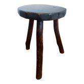 Brutalist wooden tripod stool
