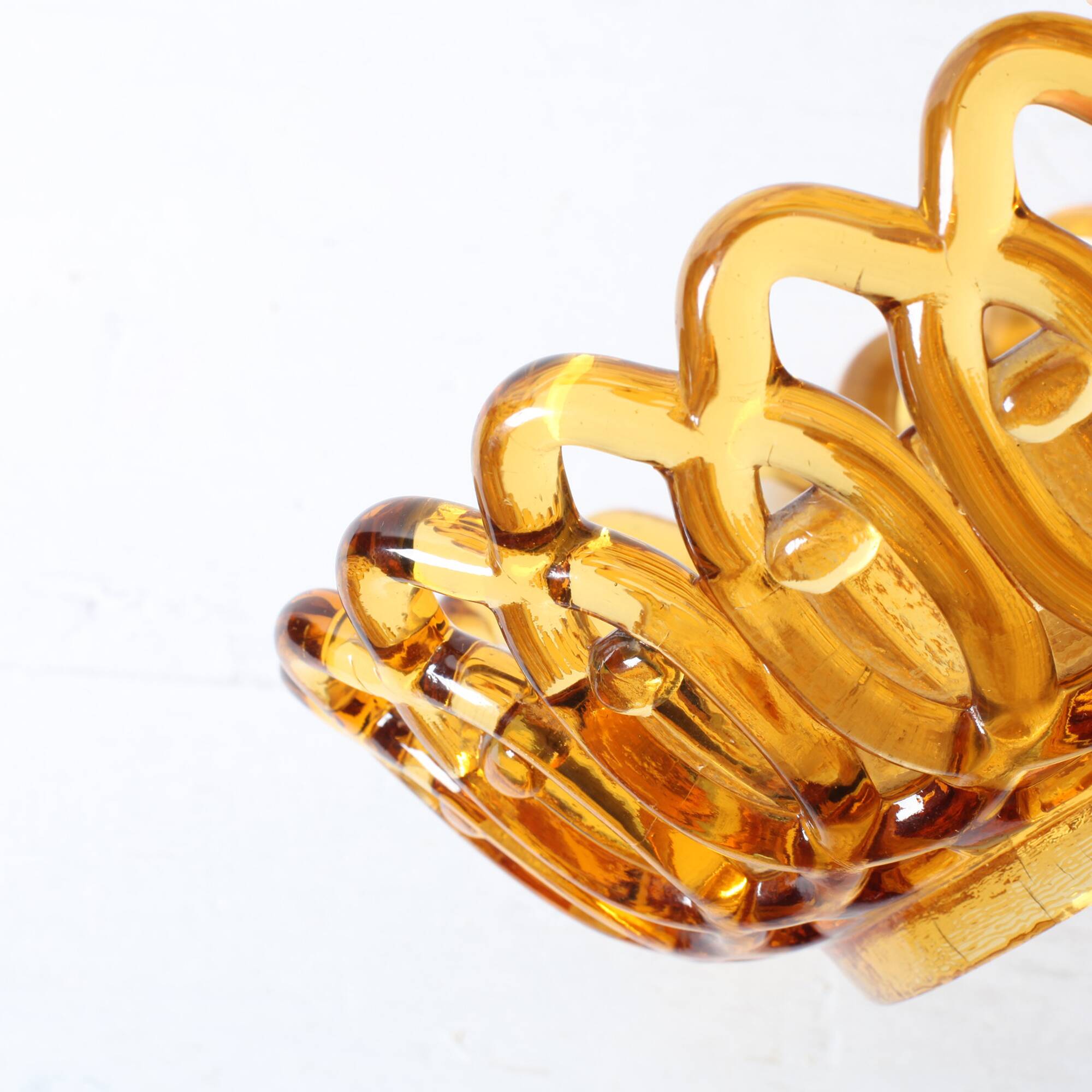 Rare Vintage Amber Honey Glass Fruit Bowl / Italy / 1950s