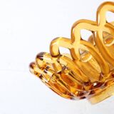 Rare Vintage Amber Honey Glass Fruit Bowl / Italy / 1950s