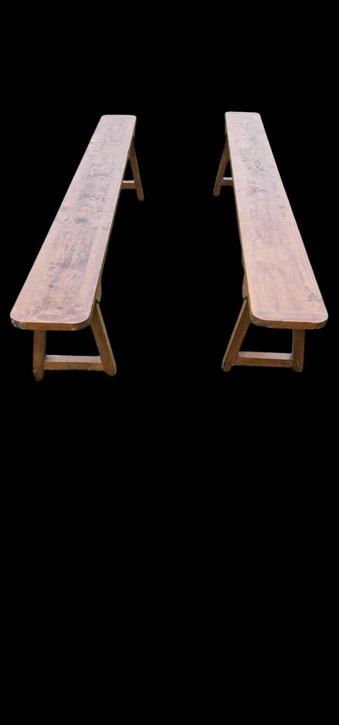 Two solid wood benches