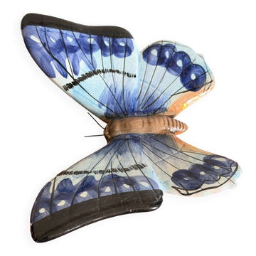 Papillon bleu à accrocher en céramique