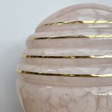 Vintage globe table lamp in pink Clichy glass