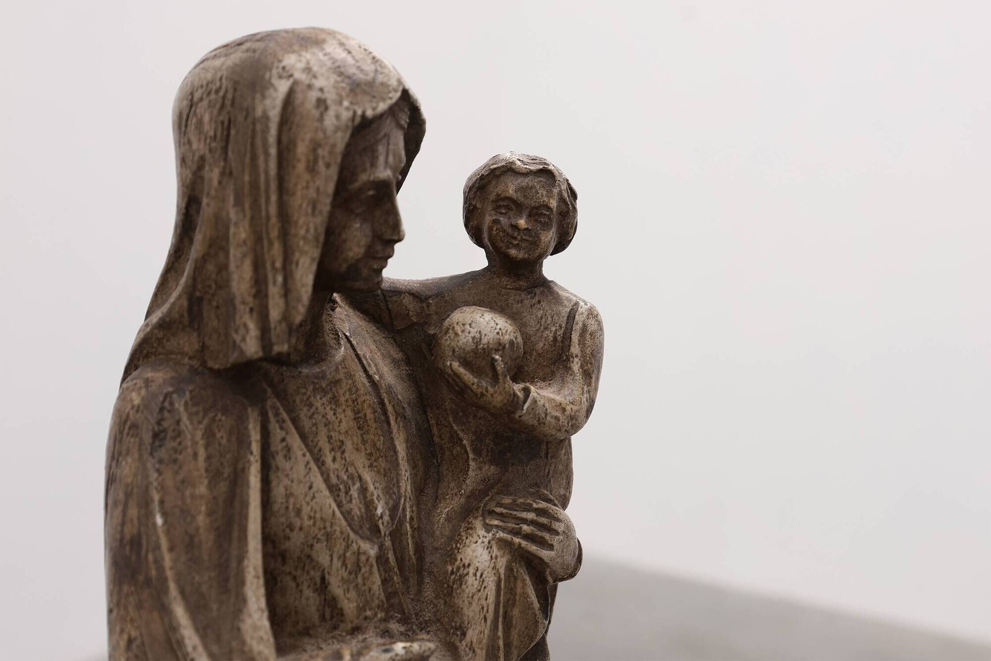 19th Century Belgian Madonna and Child Statue on Octagonal Base, Belgium