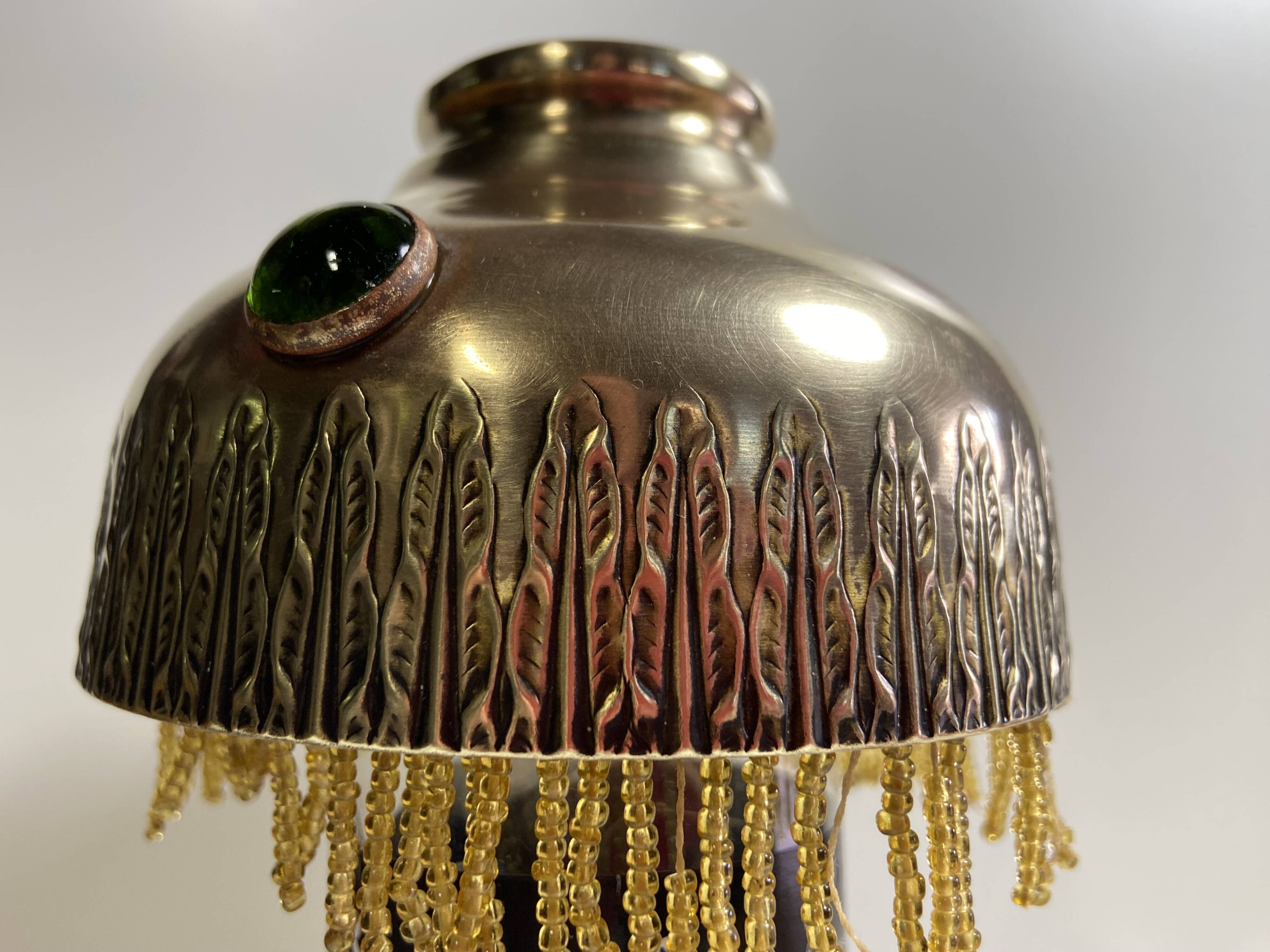 Antique Parisian Lampshade Hat 1900 Brass Cabochons Tassels