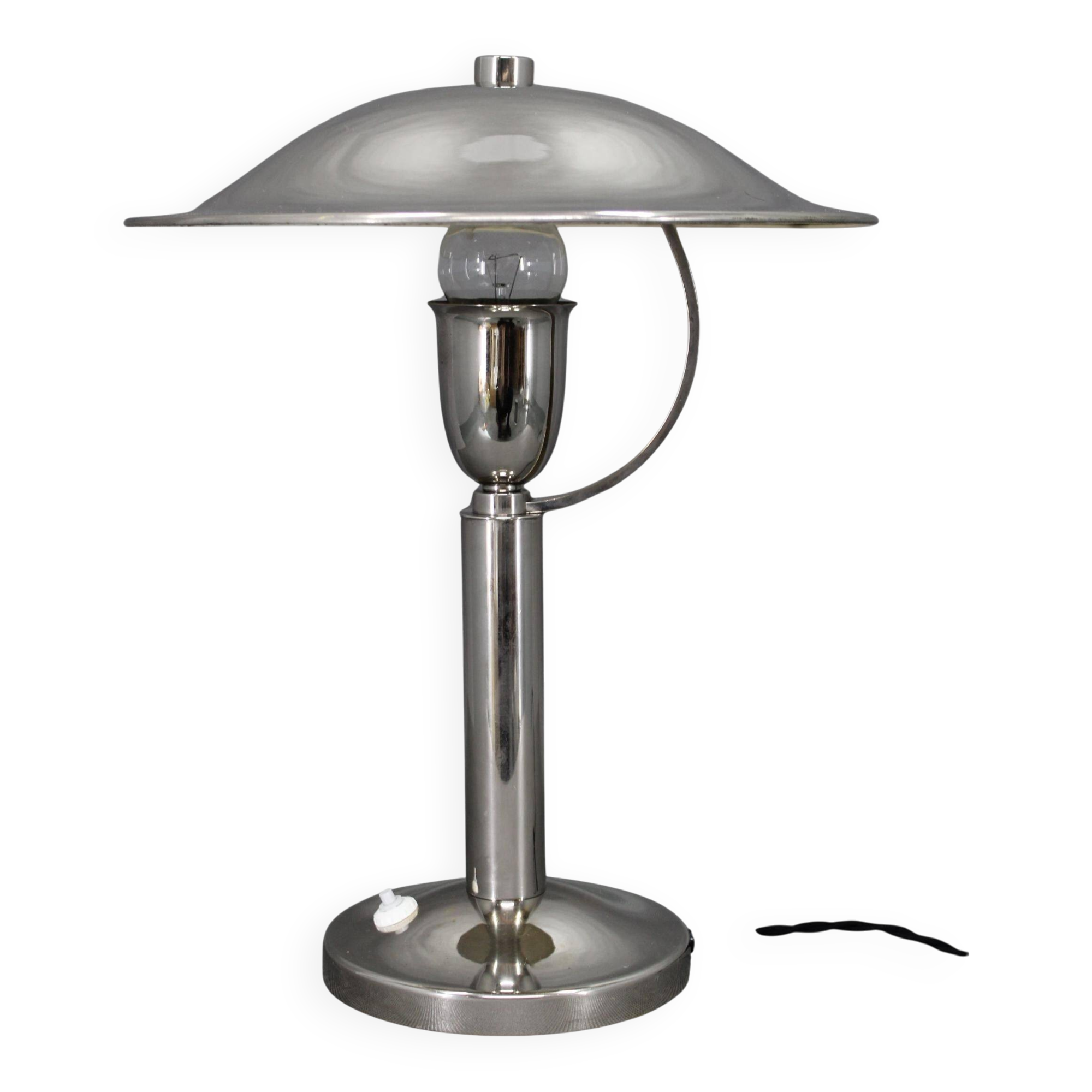 1930s Czech Art Deco nickel table lamp