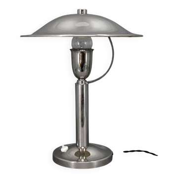 1930s Czech Art Deco nickel table lamp