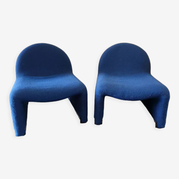 Pair of heaters ATAL - Made of blue wool fabric - Design from the 1970s