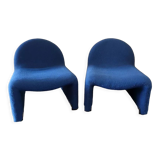 Pair of heaters ATAL - Made of blue wool fabric - Design from the 1970s