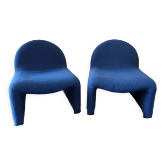 Pair of heaters ATAL - Made of blue wool fabric - Design from the 1970s