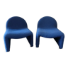 Pair of heaters ATAL - Made of blue wool fabric - Design from the 1970s