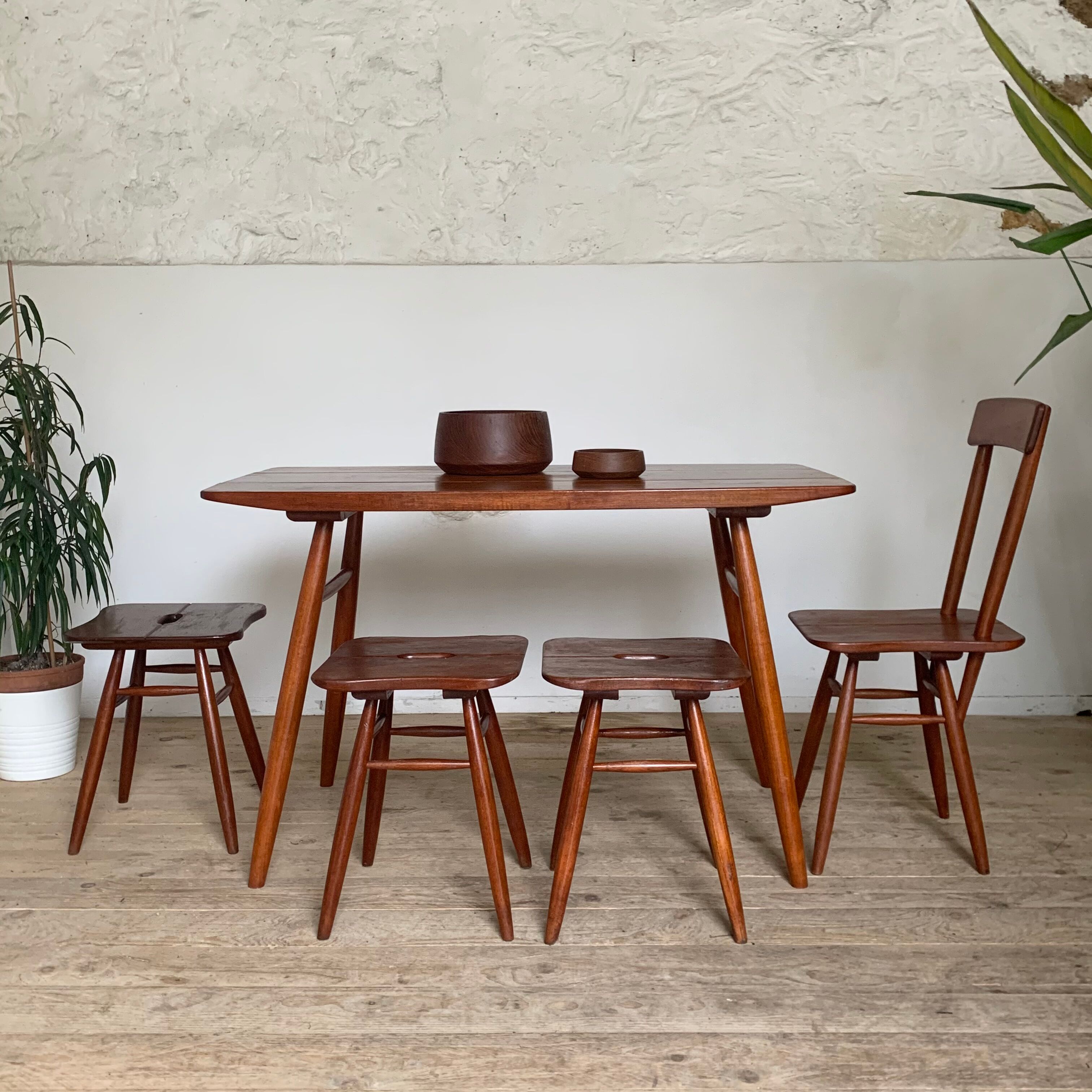 Ercol vintage solid teak stool