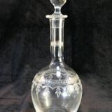 Blown and engraved glass decanter