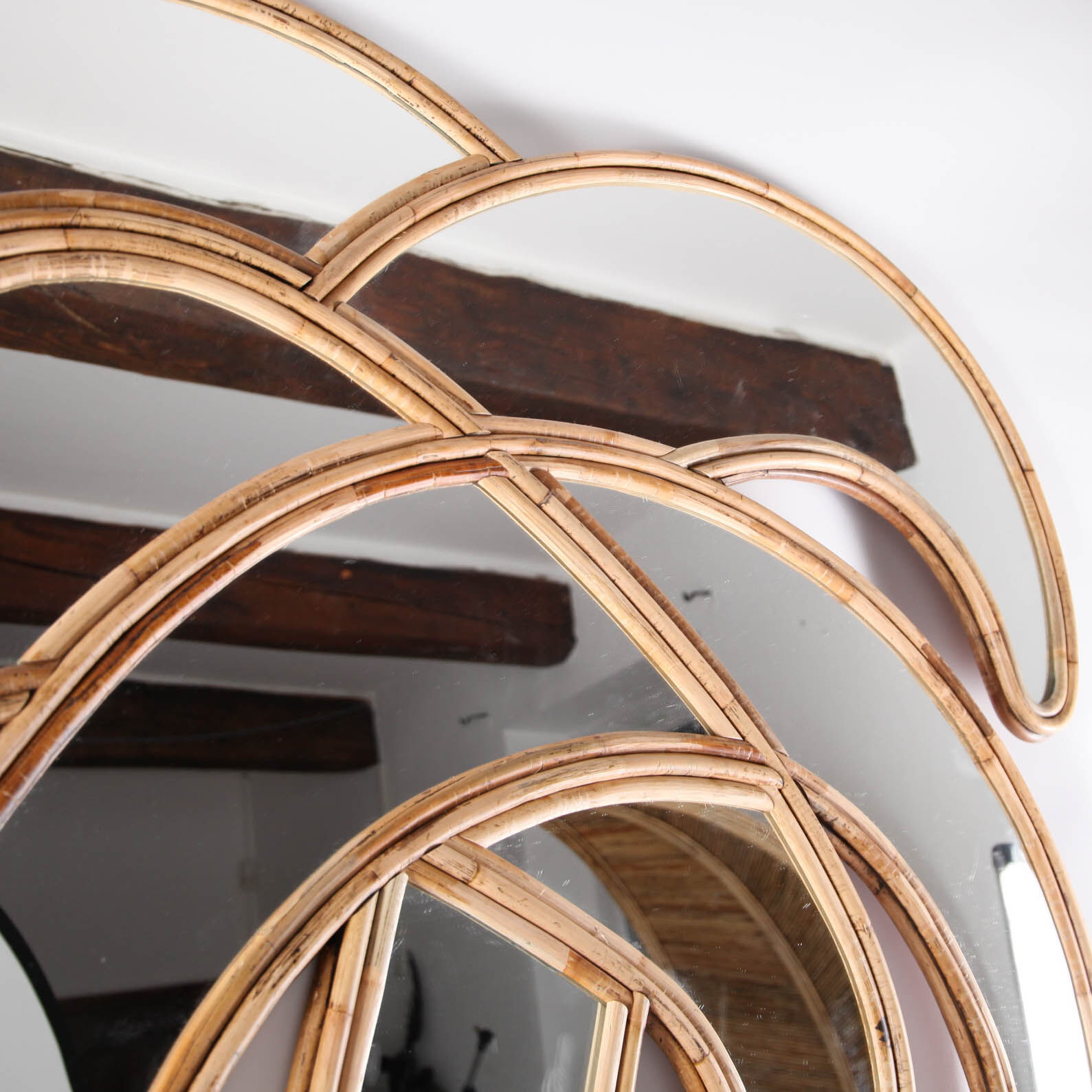 Large rattan palm mirror