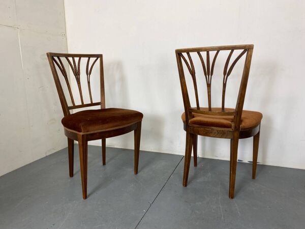 Chaises de salle à manger ou d'appoint vintage éclectiques Regency en chêne et velours en épi de blé