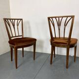 Chaises de salle à manger ou d'appoint vintage éclectiques Regency en chêne et velours en épi de blé