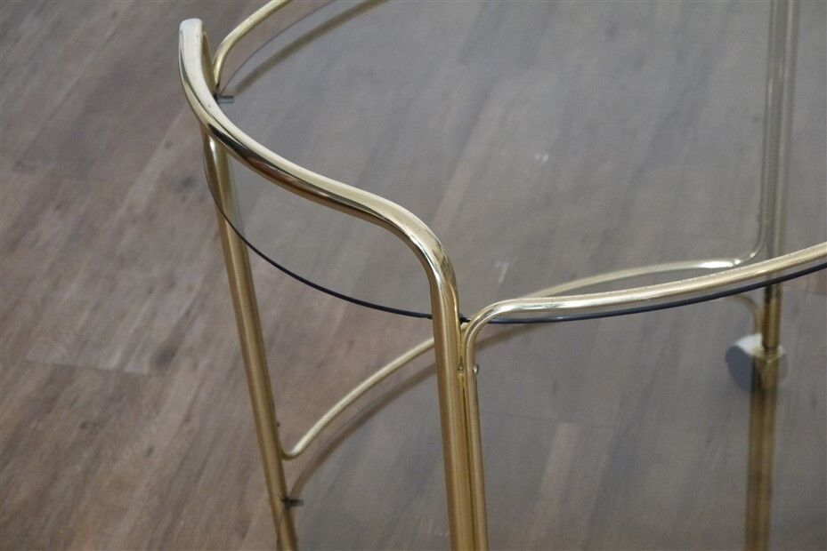 Brass and glass rolling trolley 1970