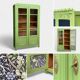 Armoire parisienne vitrée art déco 1930 kaki