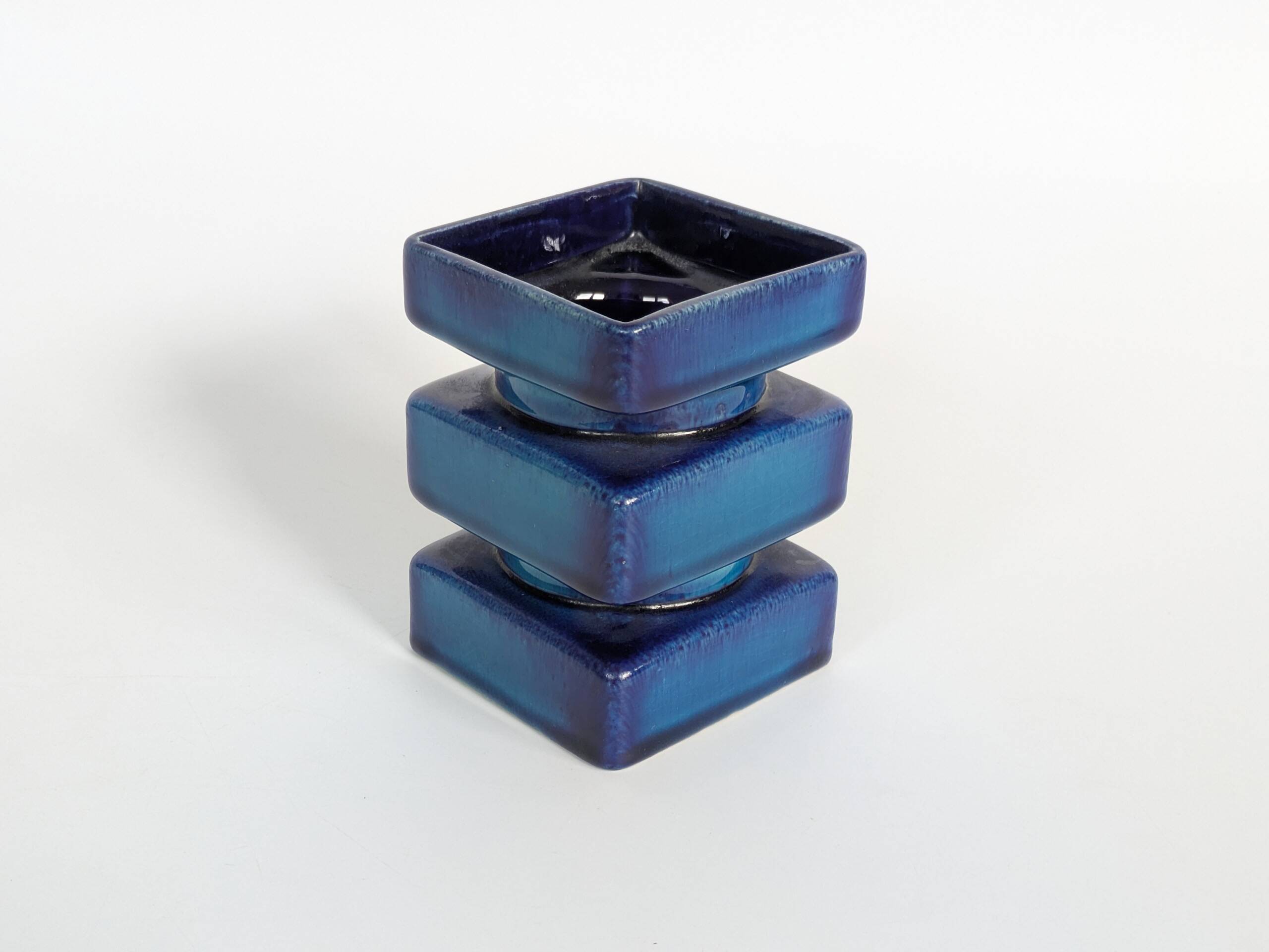 Cari Zalloni vase for Steuler, model 5101, Blue Space Age Ceramic