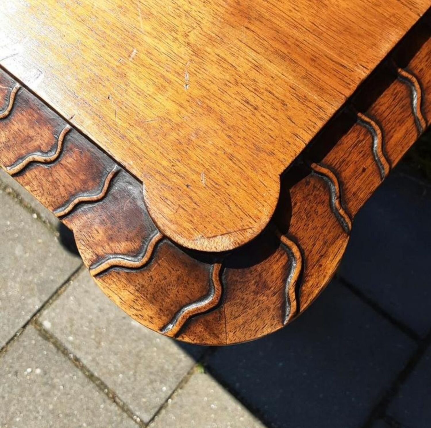 Unique antique Italian wooden hall table / narrow dining table