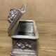 Old signature silver bronze box box, decor hunting scenes