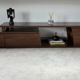Extendable TV cabinet with walnut finish