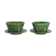 Two bowls in dabbling and their plates leaves cabbage