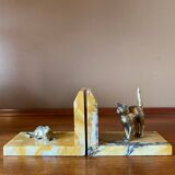 Art deco bookends by Jean Garnier, bronze and marble.