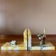 Art deco bookends by Jean Garnier, bronze and marble.