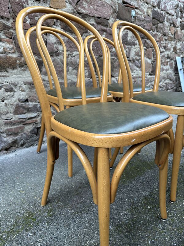 6 Chaises bistrot style Baumann cuir vintage 80s