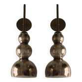 Set of Two Contemporary Smoked in Black Nickel Wall Sconces