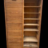 Oak double curtain file cabinet from the 1940s