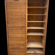 Oak double curtain file cabinet from the 1940s