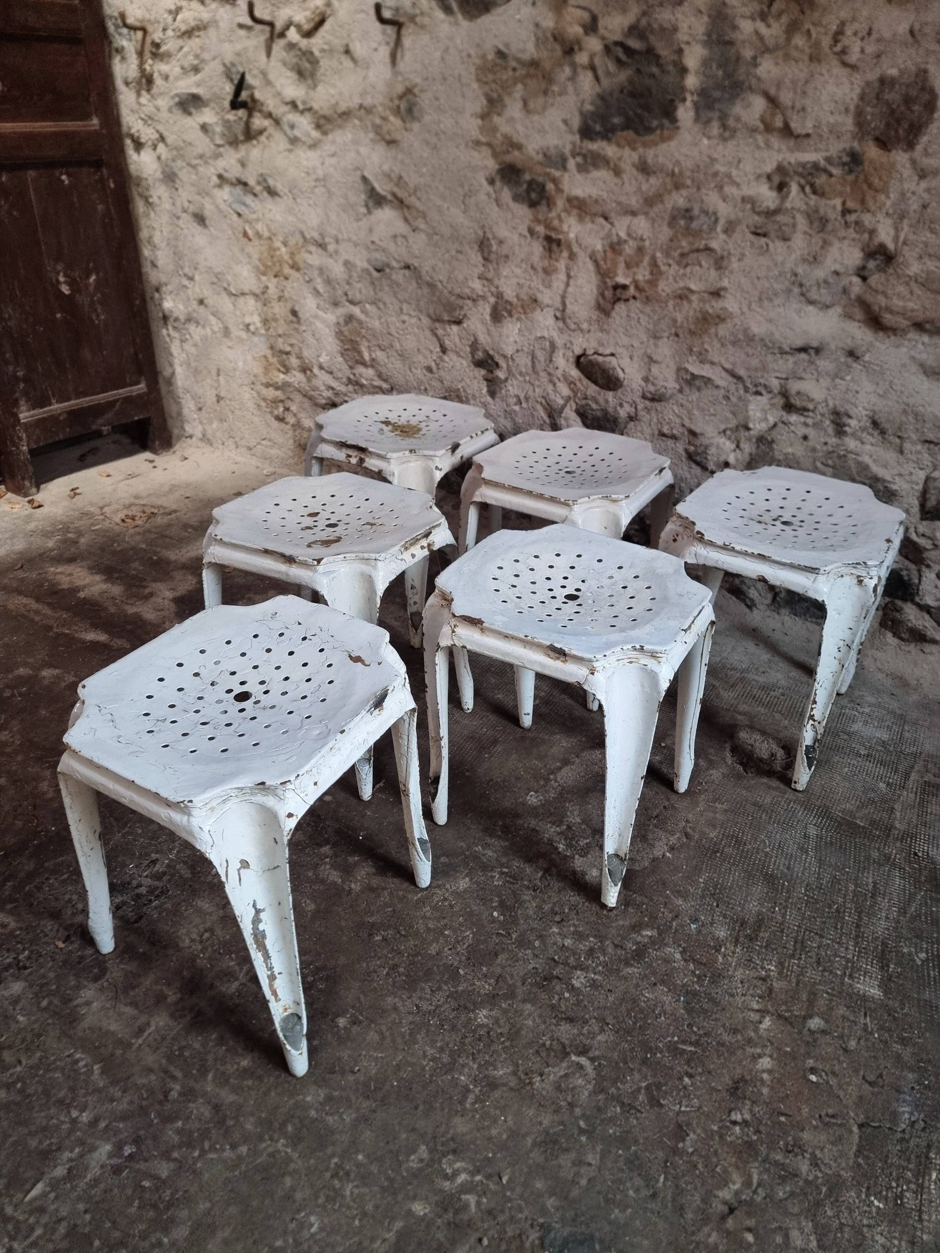 Set of 6 French industrial stools by Multipl’s – 1930s