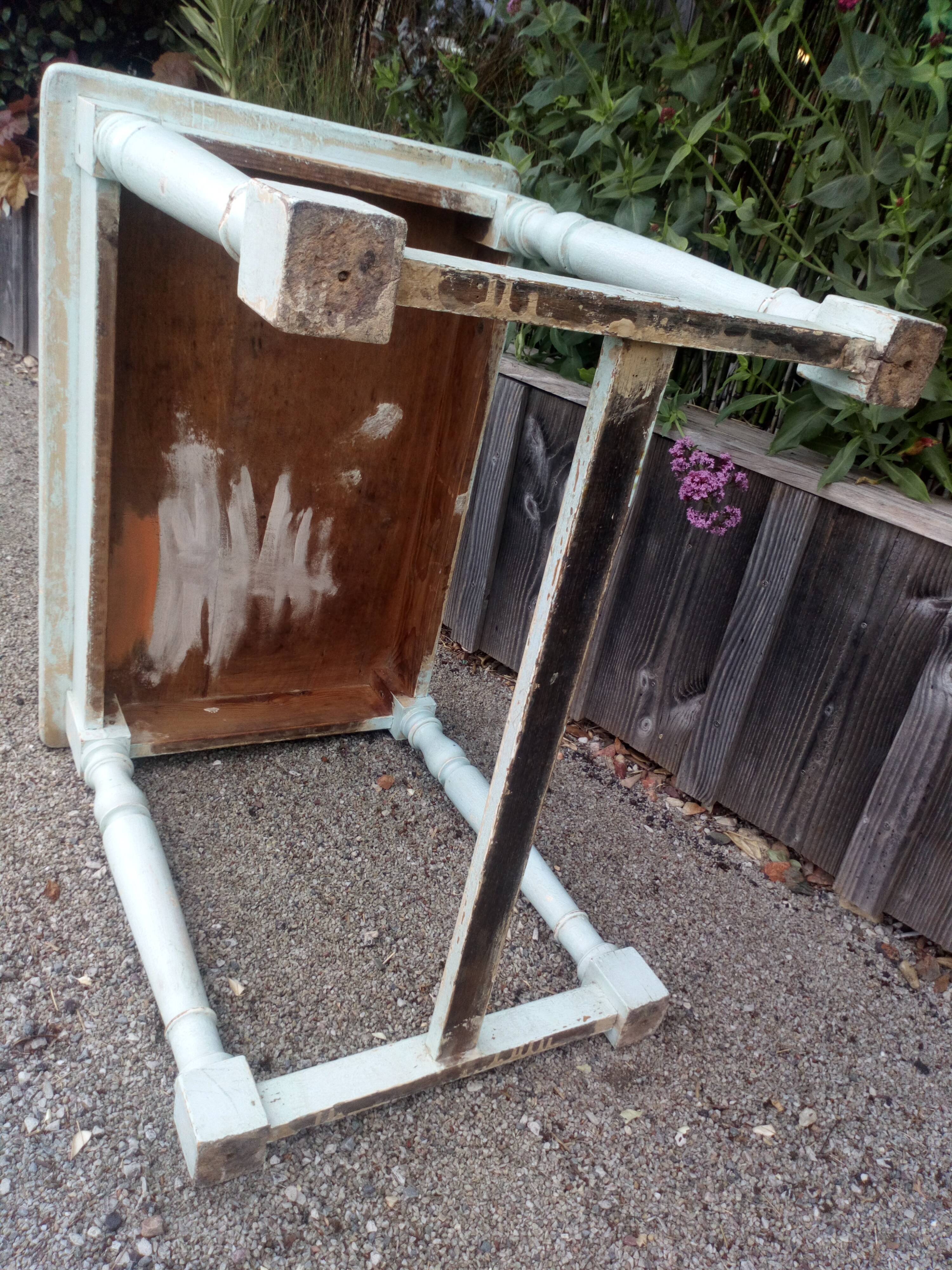 Old patinated table turned wood
