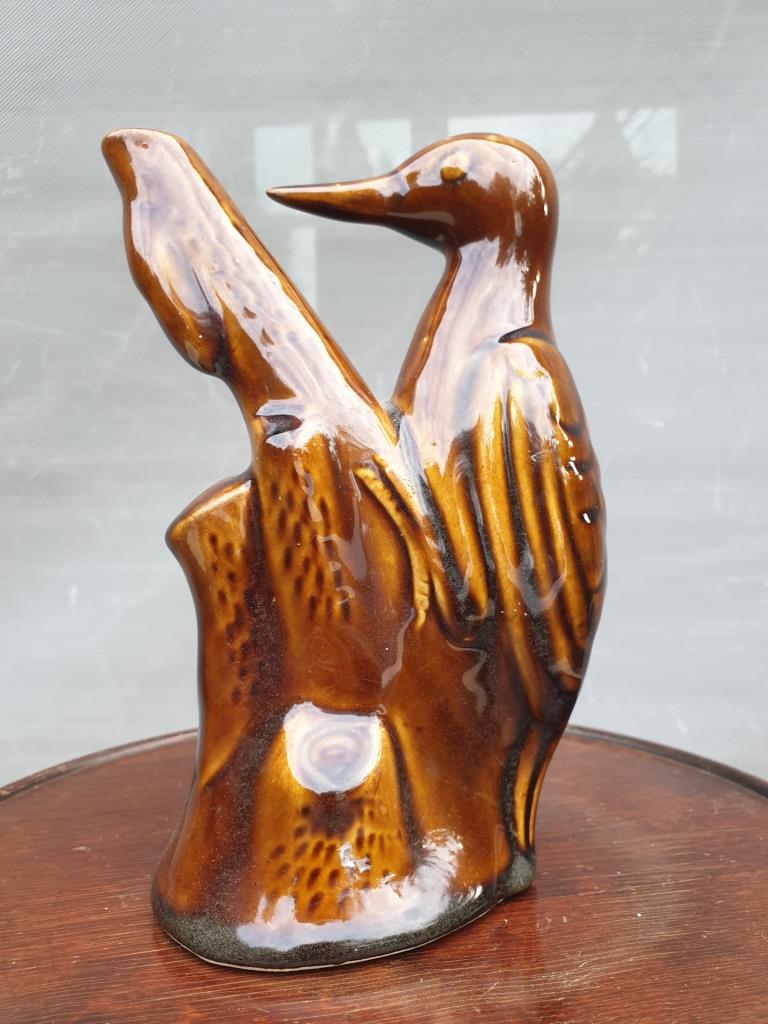 Vase soliflore pic-vert glazed brown earthenware